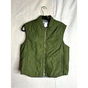 R&R Uniform Puffer Vest Mens Medium Green Pockets Insulated Sleeveless Full Zip